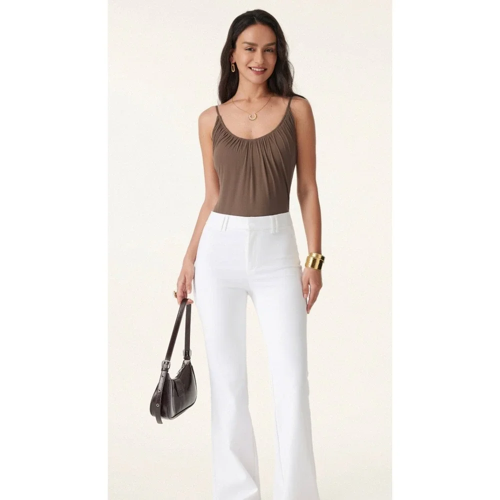 OGL Camisole Brami Tank Top Size S Brown Gathered Built-in Bra w/ Removable Pads